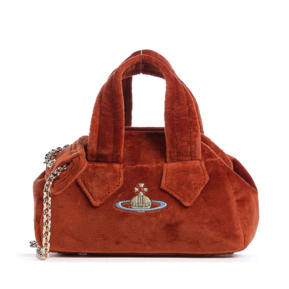 Vivienne Westwood Archive Velvet Mini Crossbody bag burnt orange