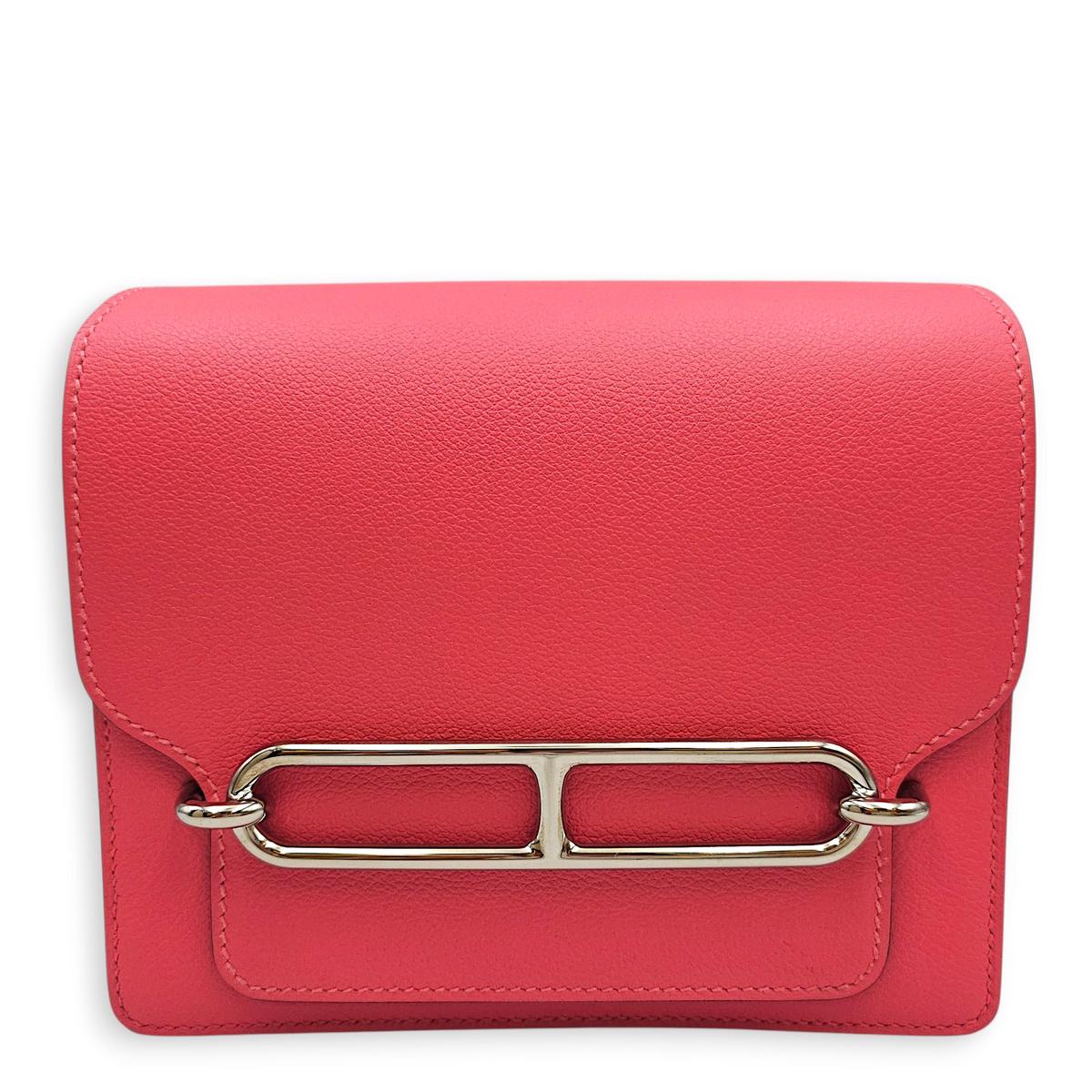 Roulis Mini Rose Azalea/Rouge H in Evercolor Palladium hardware