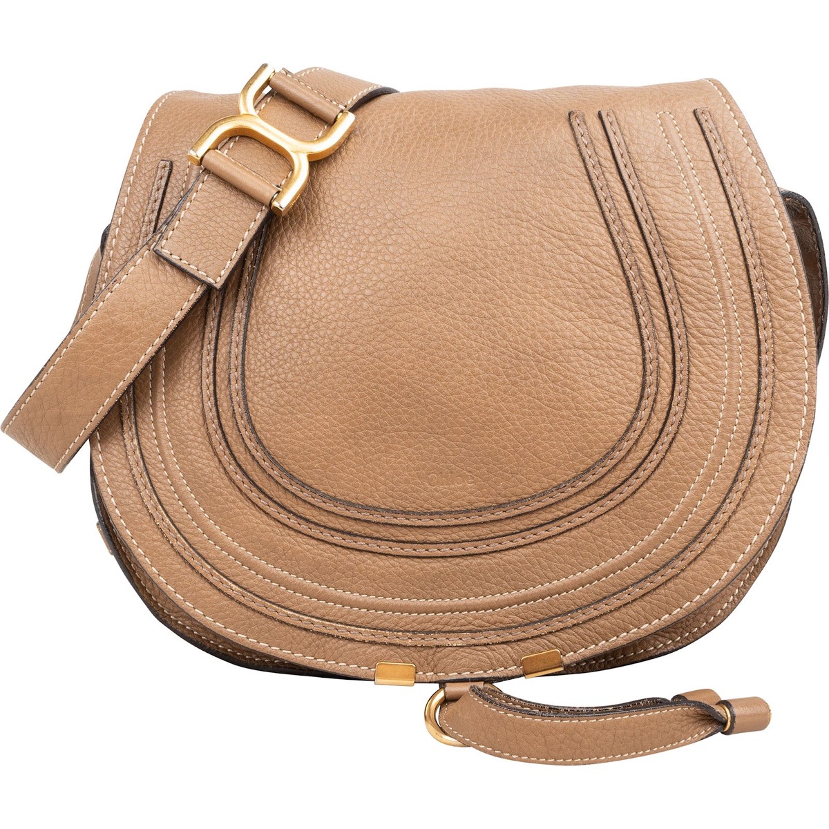 Chlo Grained Calfskin Marcie Saddle Crossbody Bag
