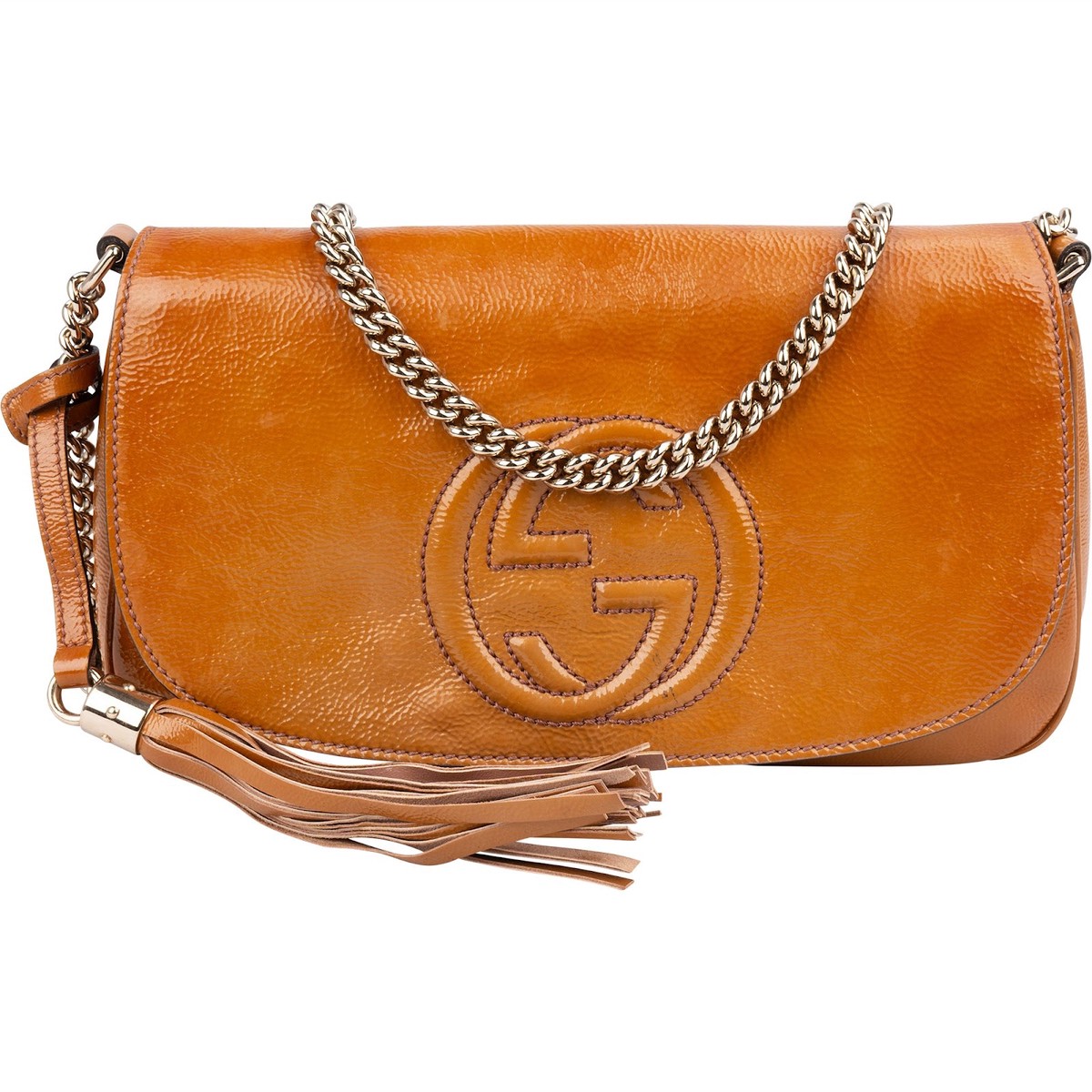Gucci Grained Patent Leather GG Soho Chain Crossbody Bag