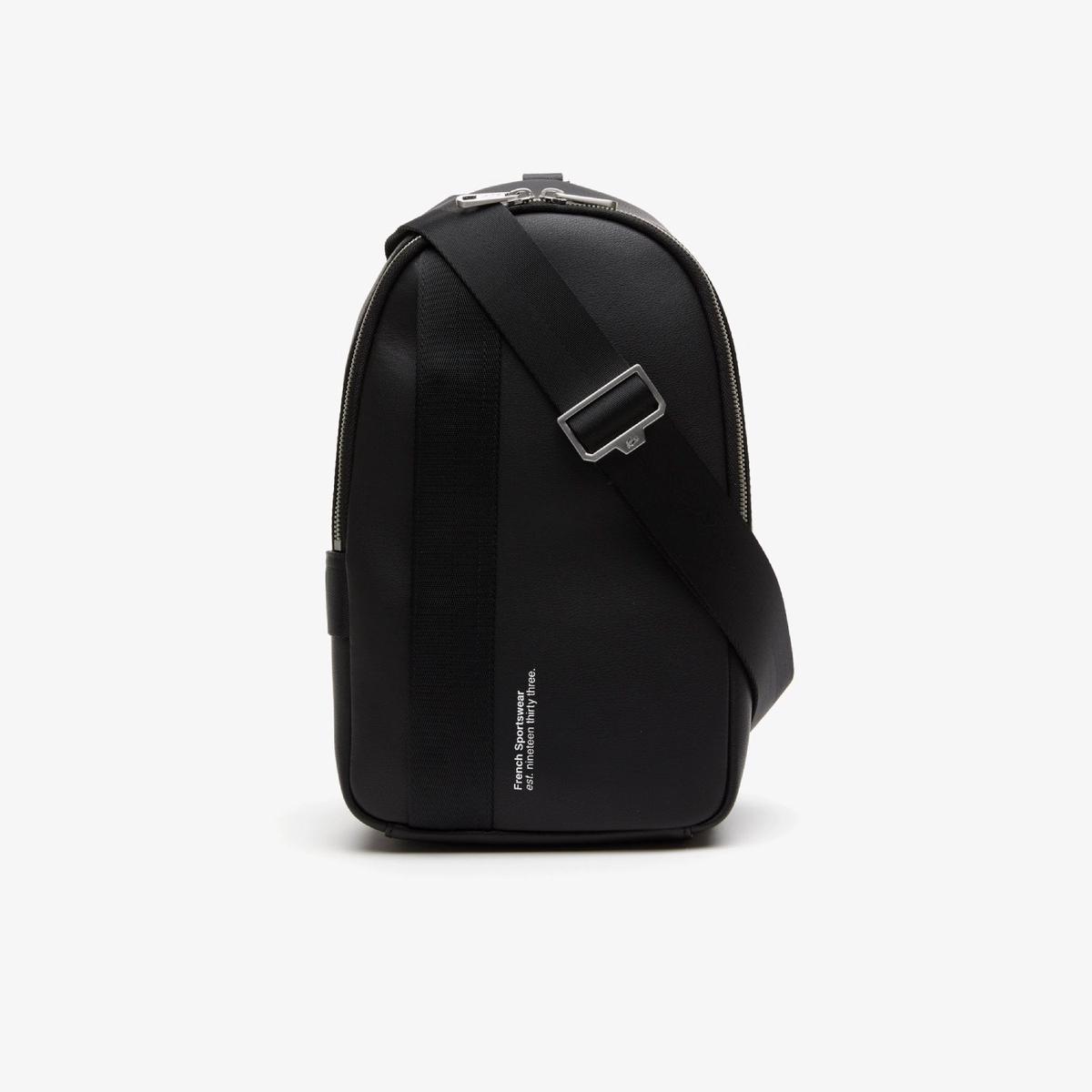 Lacoste Compact Split Calfskin Leather Bag - Noir (Black)