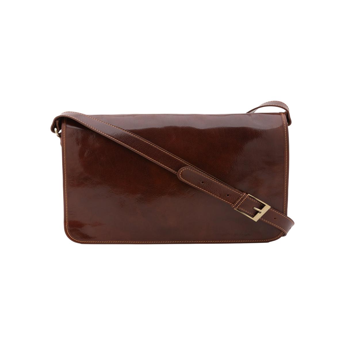 Men's Shoulder Bag in Genuine Leather Made in Italy 5561-Brown