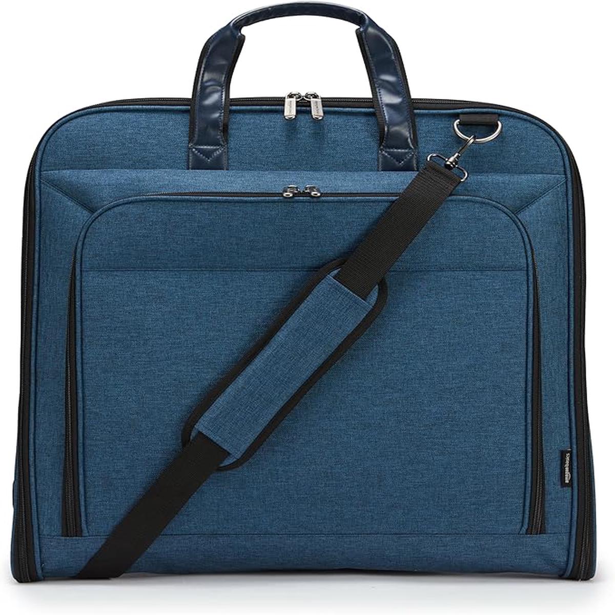 Amazon Basics Carry-On Garment Bag for Travel and Business Trips with Detachable Shoulder Strap, Hanging Suit Luggage, Wrinkle Free Cover for Suits Dresses Coats, Foldable with Shoe Compar