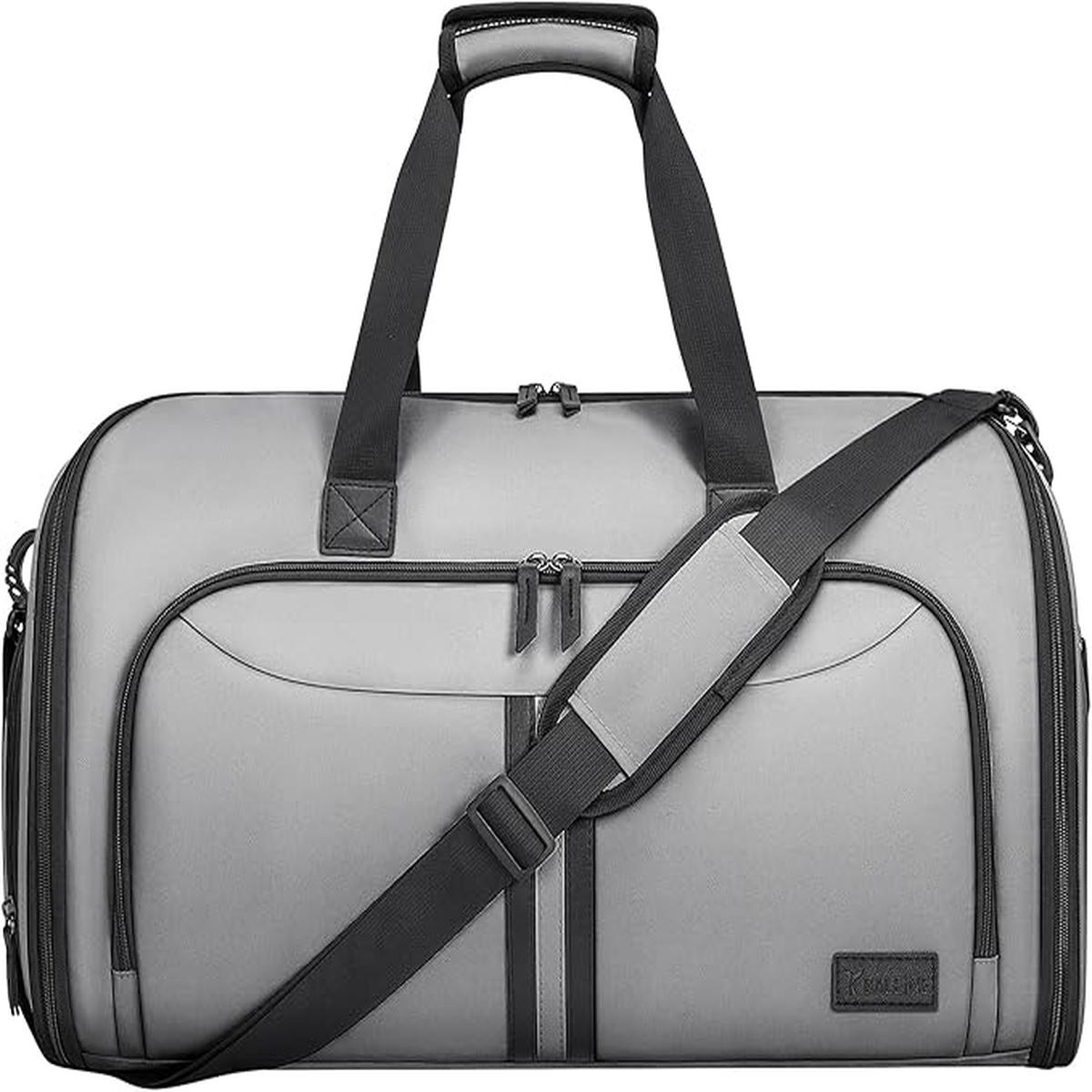 BALEINE Convertible Garment Bag with Shoe Compartment, 2 in 1 Carry on Garment Duffle Bags for Travel, Suit Bag for Men Women (Gray)