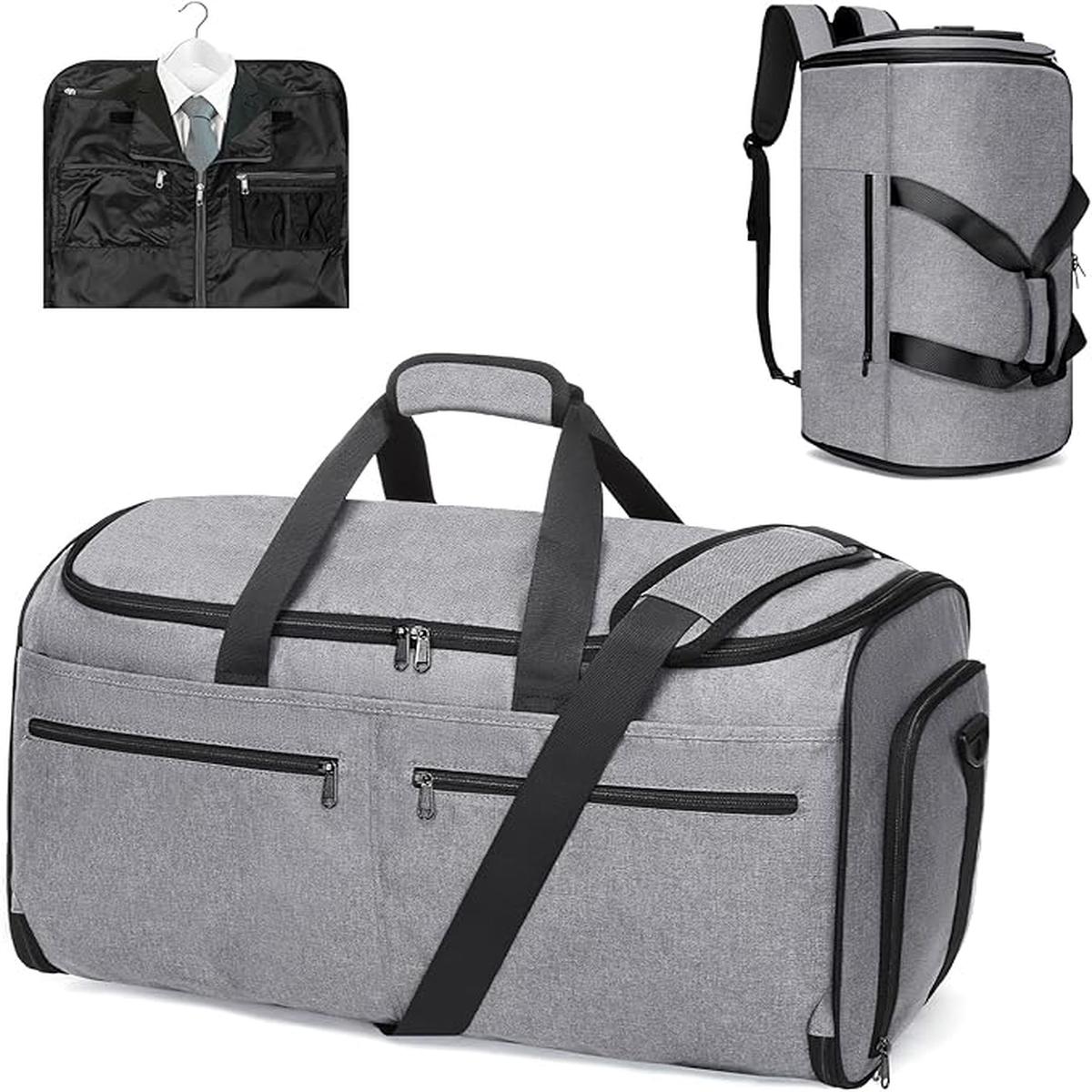 Bukere Carry on Garment Bag for Travel, Convertible Travel Duffel Suit Bag with Backpack Straps, Shoe Compartment, 3 in 1 Weekender Suit Bag for Men Women