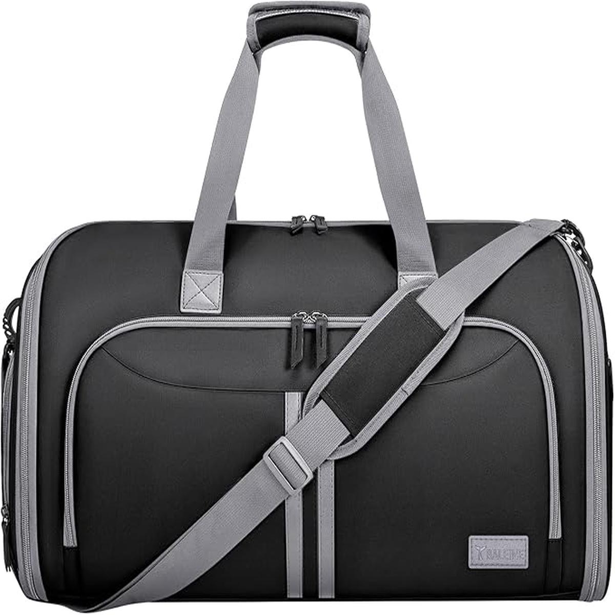 BALEINE Convertible Garment Bag with Shoe Compartment, 2 in 1 Carry on Garment Duffle Bags for Travel, Suit Bag for Men Women (Black)
