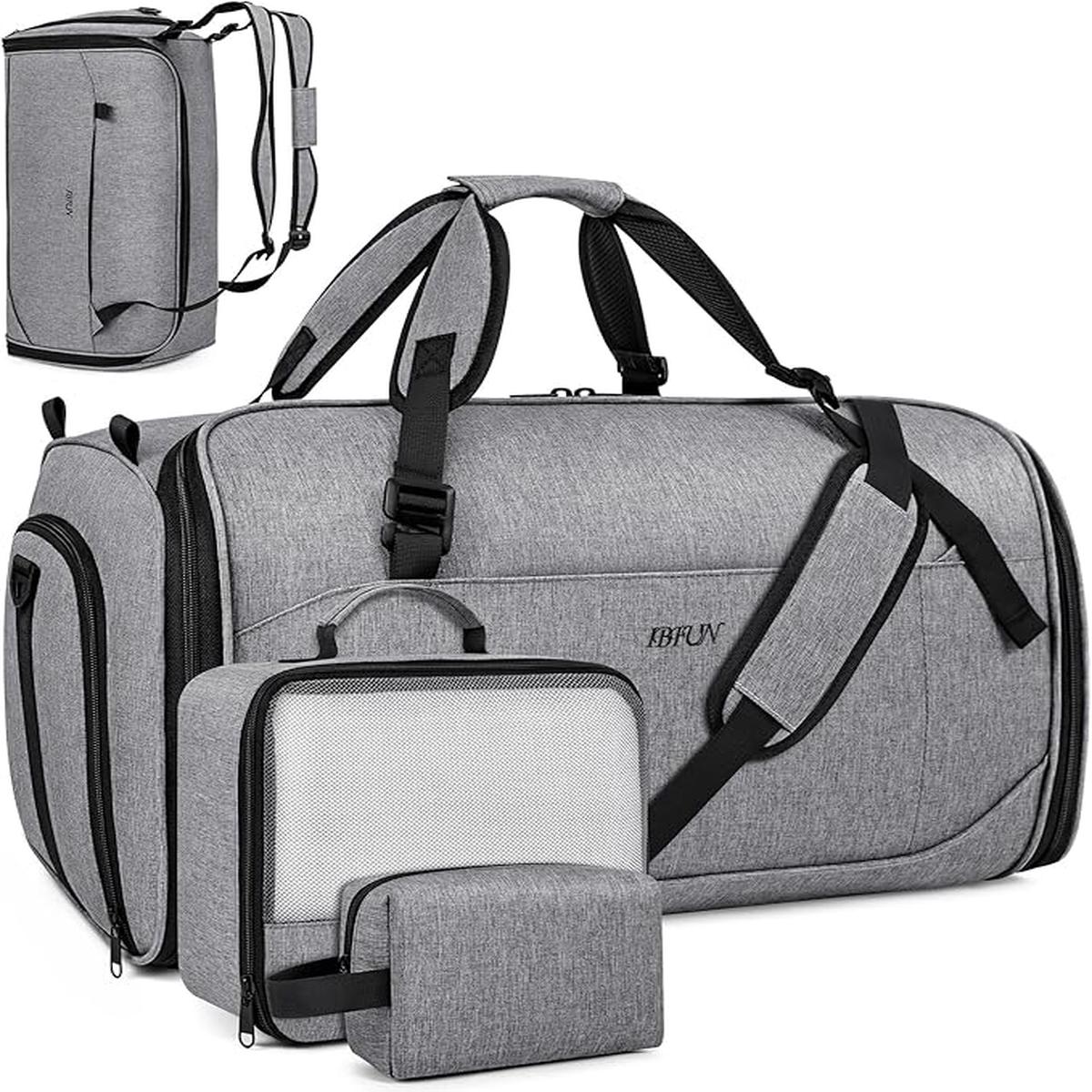 Convertible Garment Bags for Travel - Carry on Garment Duffle Bag with Backpack Straps for Men Women, 4 in 1 Large Travel Duffel Bags with Shoes Compartment Hanging Suit Dress Weekender Ba