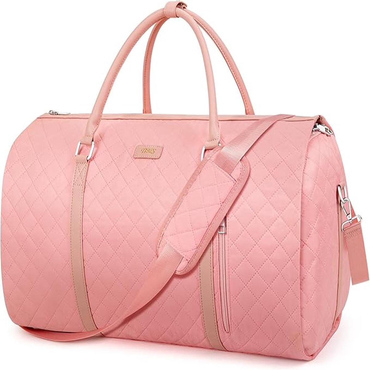 Convertible Garment Duffle Bags for Travel - Carry On Garment Bags With Toiletry Bag, Large Weekender Bags for Women Men 2 in 1 Hanging Suitcase Suit Travel Duffel Bags (Y23 Pink)