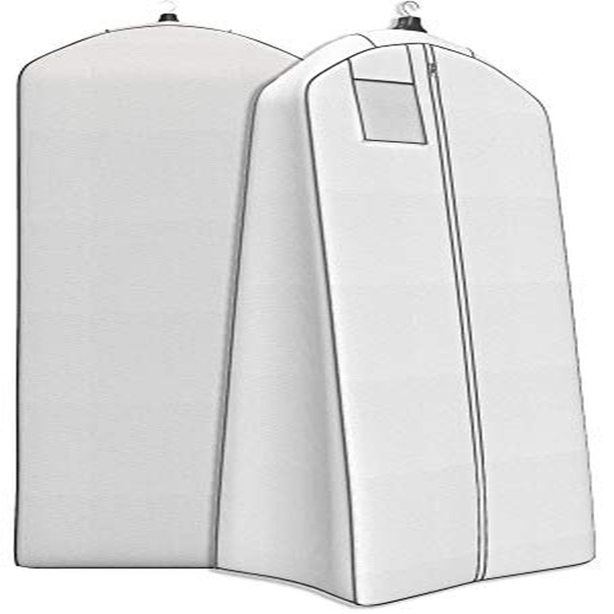 Wedding Gown Gusseted Garment Bag - 20" Gusset for Large Bridal and Prom Dresses with Boxed Bottom - ID Window - 72" x 24" - White and Grey - Monster Bag Collection by Your Bags